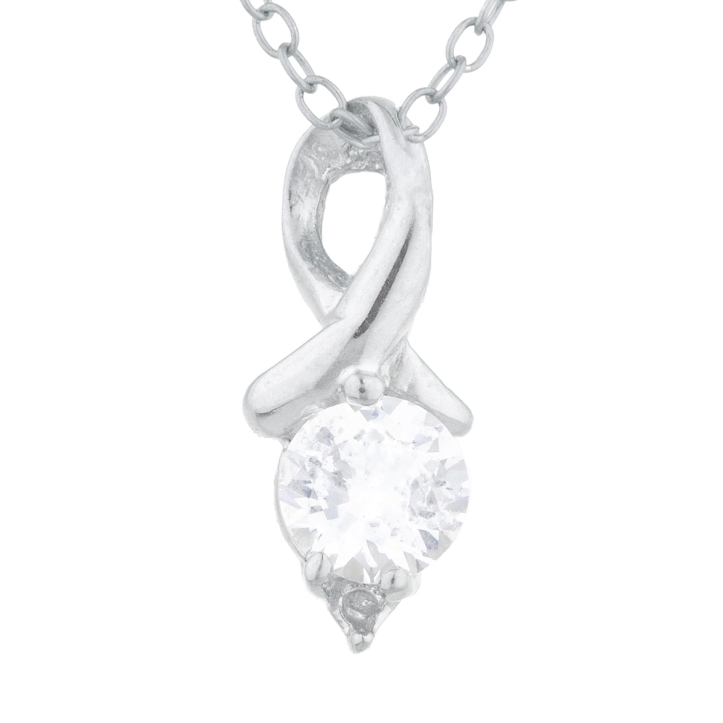 0.50 Ct White Sapphire & Diamond Round Design Pendant .925 Sterling Silver