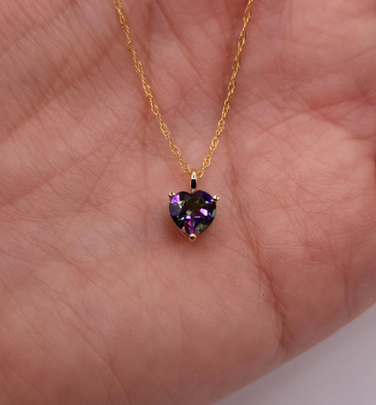 14Kt Gold Mystic Topaz Heart Pendant Necklace