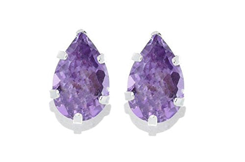 2 Carat Alexandrite Pear Shape Stud Earrings .925 Sterling Silver