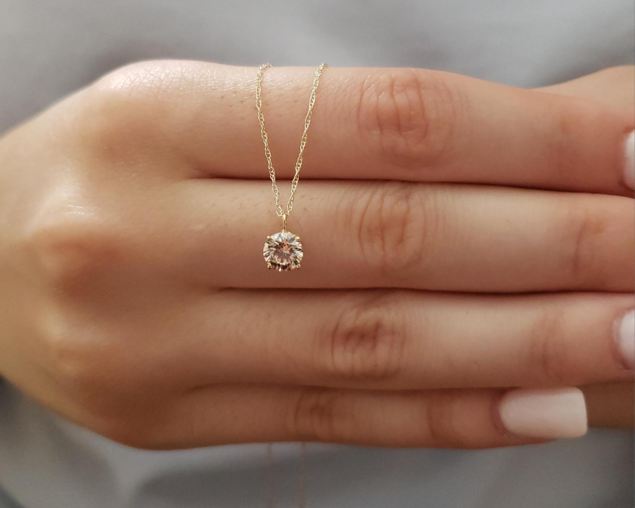 14Kt Gold 0.50 Ct Genuine Natural Diamond Pendant Necklace