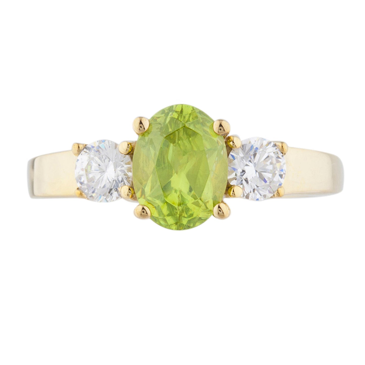 14Kt Gold 2 Ct Peridot & Zirconia Oval Ring