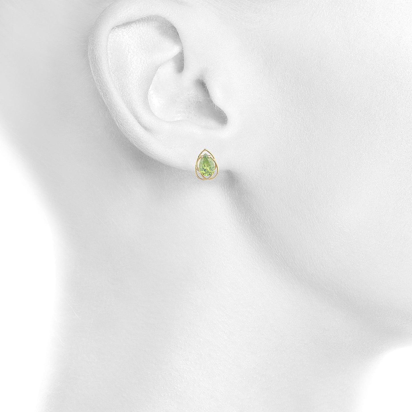 14Kt Gold 4 Ct Peridot Pear Teardrop Design Stud Earrings