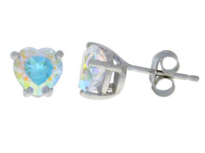 1 Ct Mercury Mist Mystic Topaz Heart Stud Earrings .925 Sterling Silver