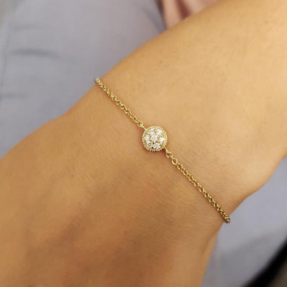 14Kt Gold Genuine Natural Diamond Cluster Bracelet