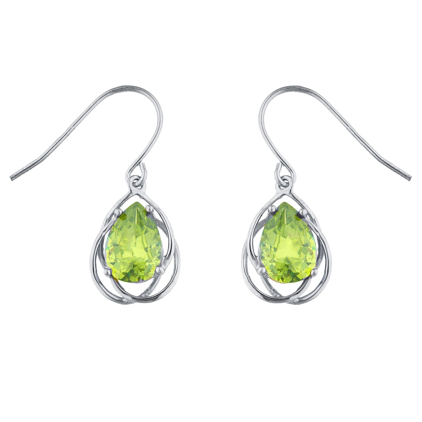 4 Ct Peridot Pear Teardrop Design Dangle Earrings .925 Sterling Silver