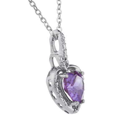 14Kt Gold Alexandrite Heart Design Pendant Necklace