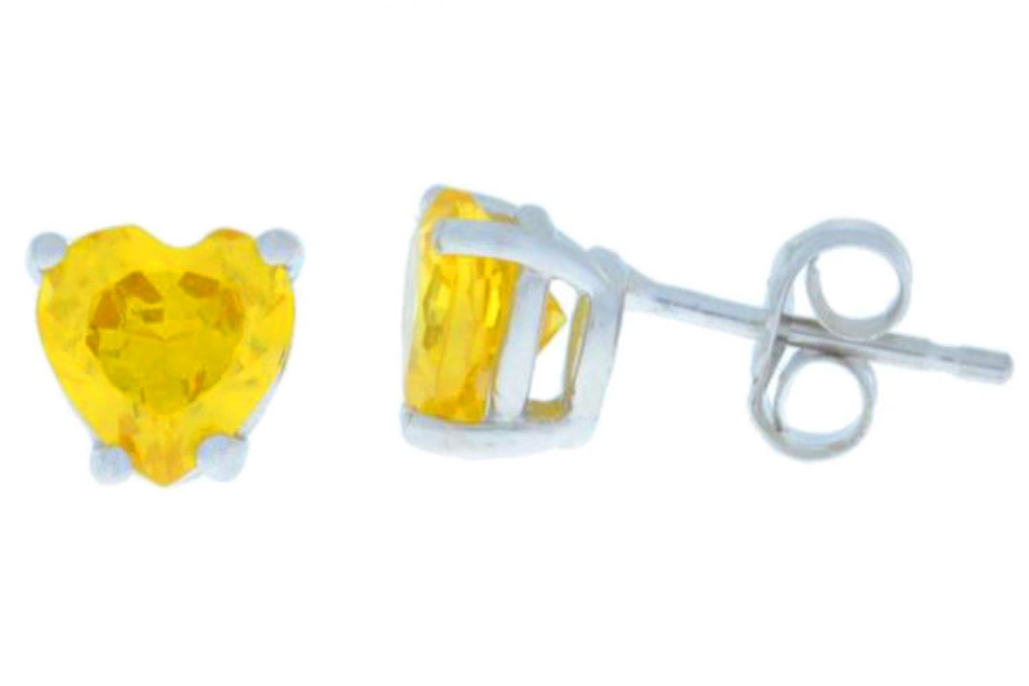 14Kt White Gold Citrine Heart Stud Earrings