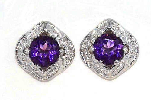 4mm Amethyst Round Stud Earrings .925 Sterling Silver