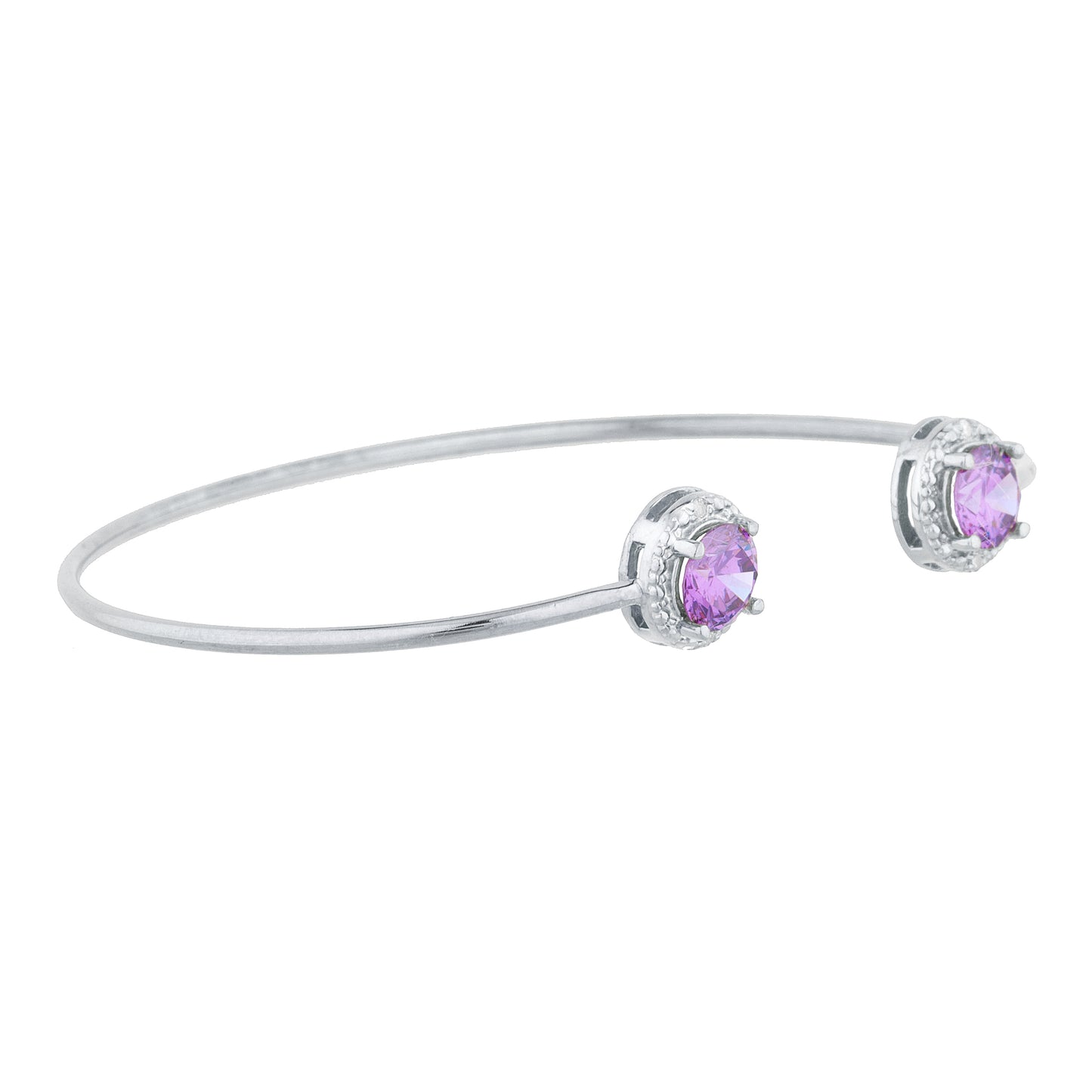 2 Ct Alexandrite & Diamond Round Bangle Bracelet .925 Sterling Silver