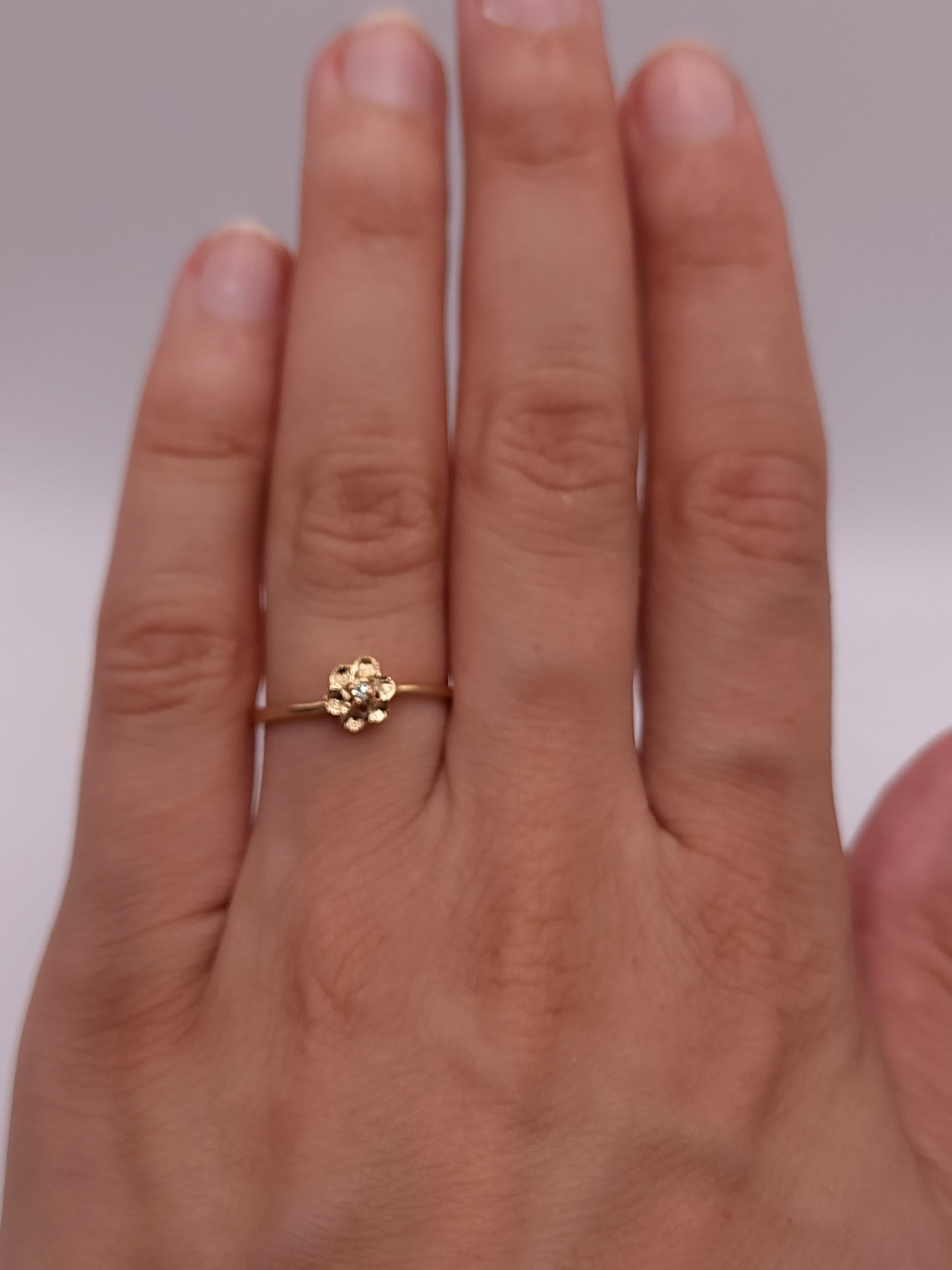 14Kt Gold Genuine Natural Diamond Flower Ring