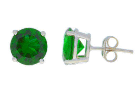 4 Ct Emerald Round Stud Earrings .925 Sterling Silver