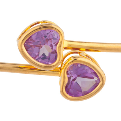 14Kt Yellow Gold Plated Alexandrite Heart Bezel Bangle Bracelet