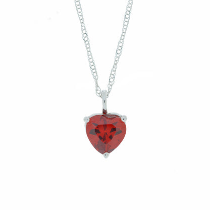 14Kt Gold Garnet Heart Pendant Necklace