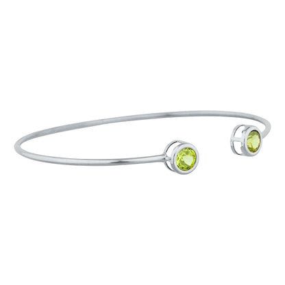 14Kt Gold Peridot Round Bezel Bangle Bracelet