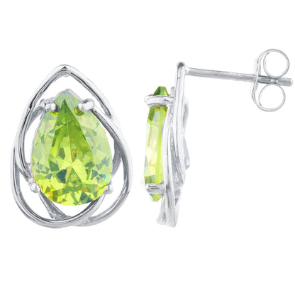 14Kt Gold 4 Ct Peridot Pear Teardrop Design Stud Earrings