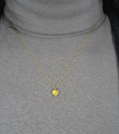 14Kt Gold Citrine Heart Pendant Necklace