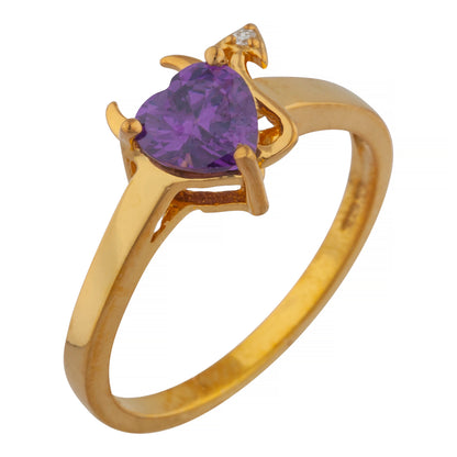 14Kt Gold Amethyst & Diamond Devil Heart Ring