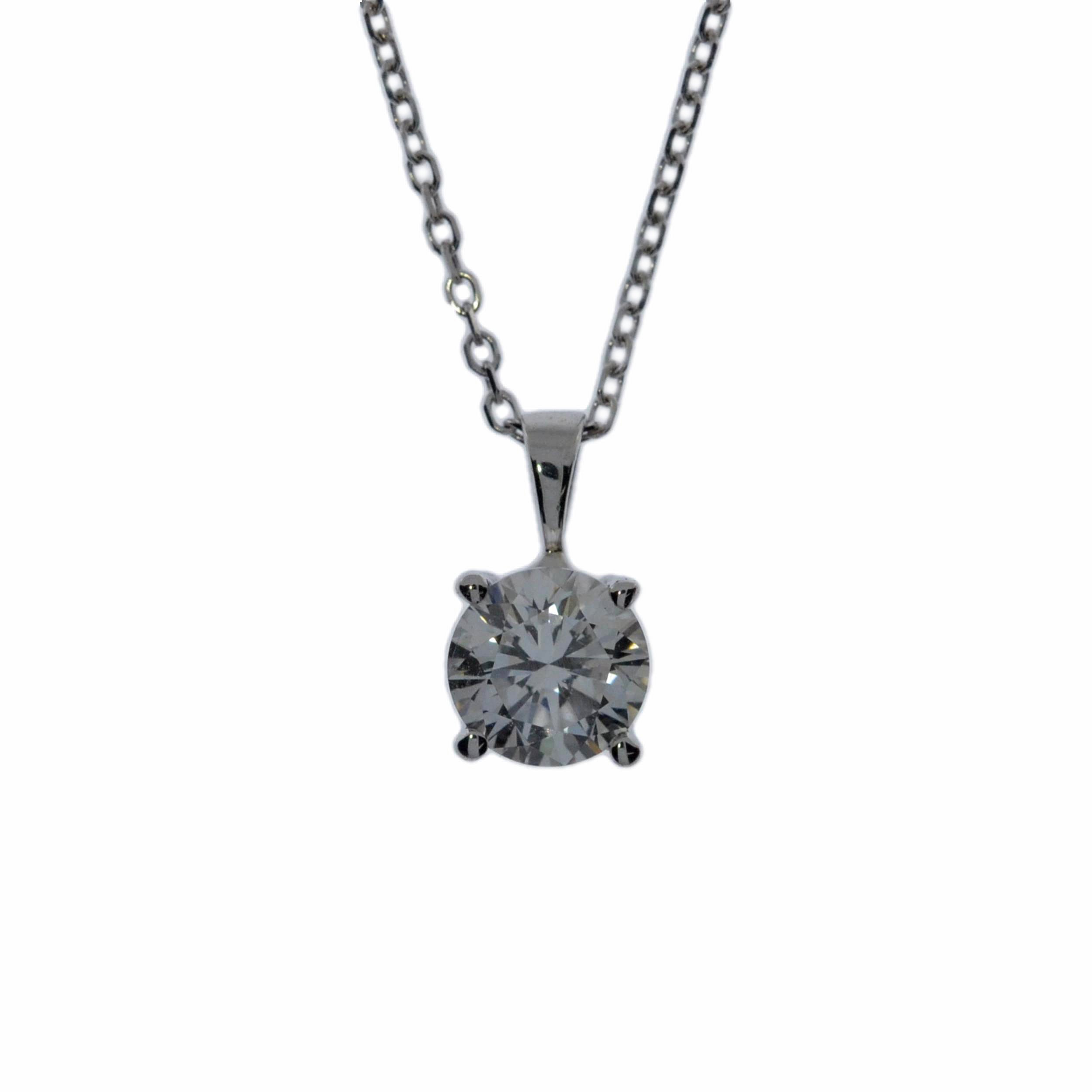 14Kt Gold 0.50 Ct Lab Created Diamond Solitaire Pendant Necklace
