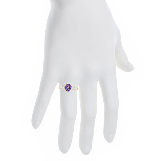 14Kt Gold 2 Ct Alexandrite & Zirconia Oval Ring