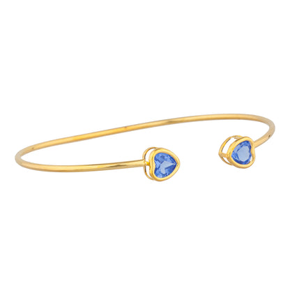 14Kt Gold Tanzanite Heart Bezel Bangle Bracelet