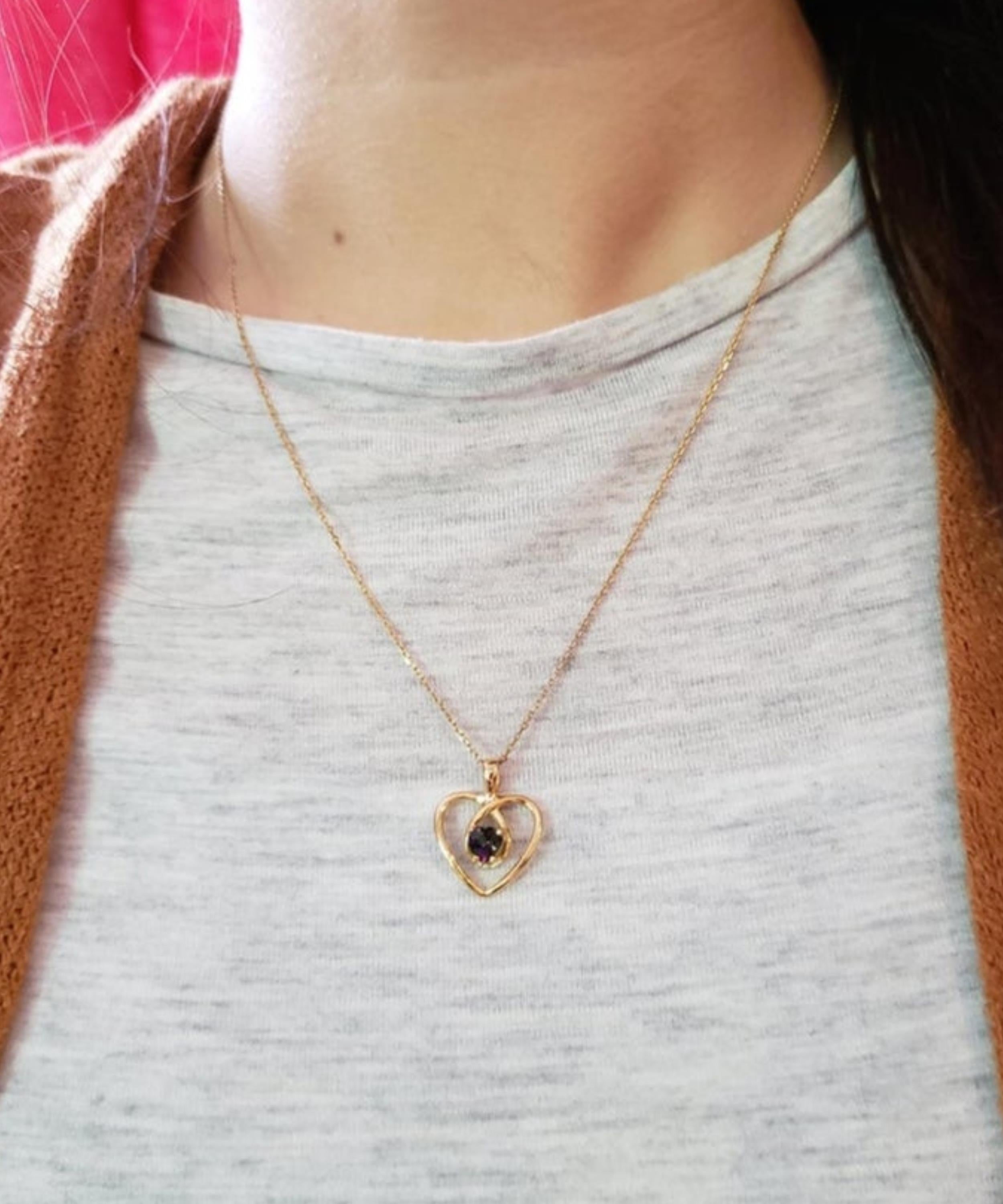 14Kt Gold Natural Mystic Topaz Heart Design Pendant Necklace