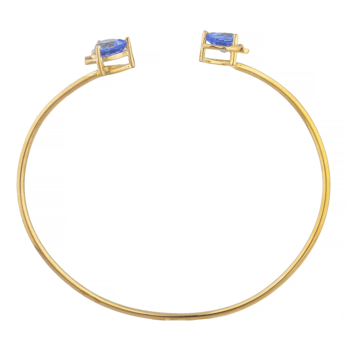 Tanzanite & Diamond Devil Heart Bangle Bracelet 14Kt Yellow Gold Rose Gold Silver