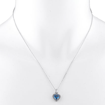 1.5 Ct London Blue Topaz Heart Design Pendant .925 Sterling Silver