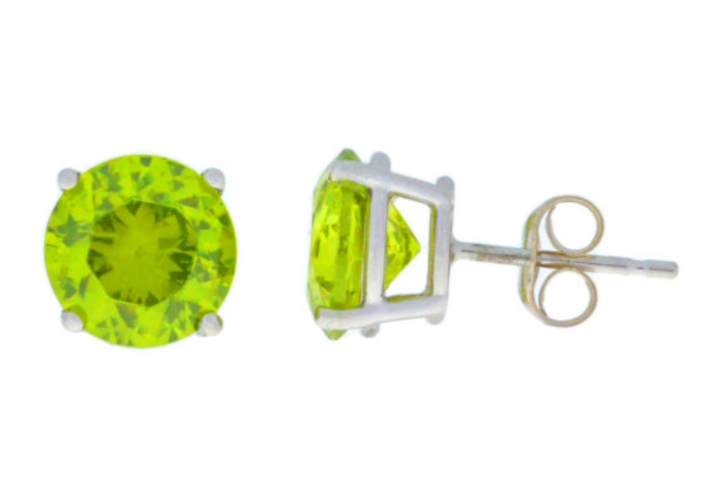 4 Ct Peridot Round Stud Earrings .925 Sterling Silver