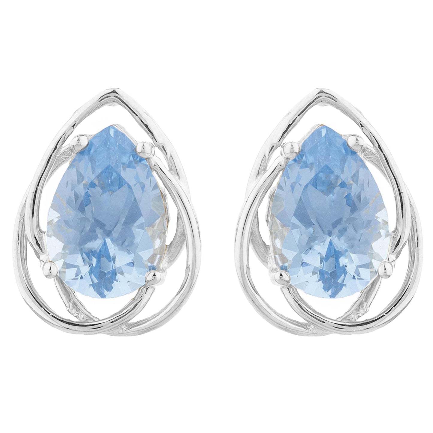 14Kt Gold 4 Ct Aquamarine Pear Teardrop Design Stud Earrings