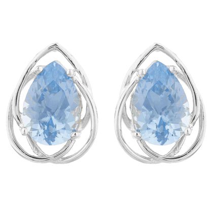 14Kt Gold 4 Ct Aquamarine Pear Teardrop Design Stud Earrings