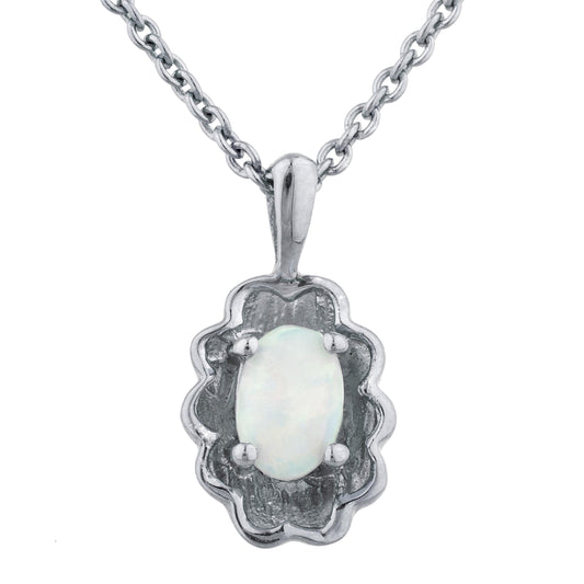 Genuine Opal Oval Design Pendant .925 Sterling Silver