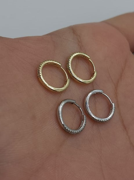 14K Gold Genuine Natural Diamond Huggie Earrings