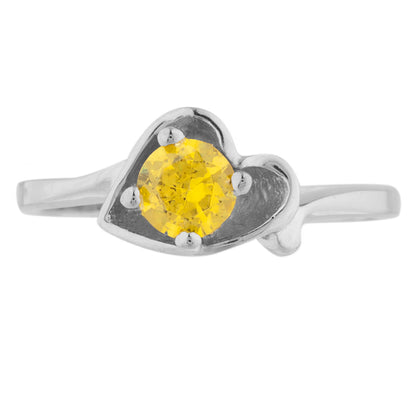 14Kt Gold Yellow Citrine Round Heart Ring