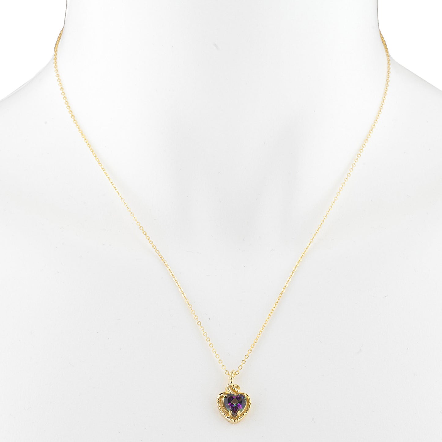 14Kt Gold Natural Mystic Topaz Heart Design Pendant Necklace