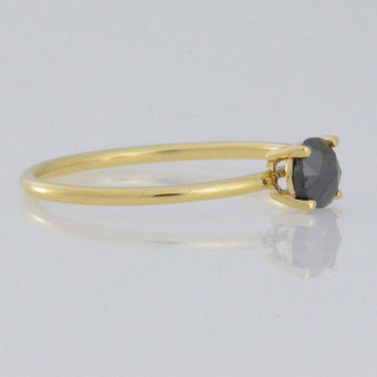 14Kt Gold 0.30 Ct  Natural Rose Cut Black Diamond Ring