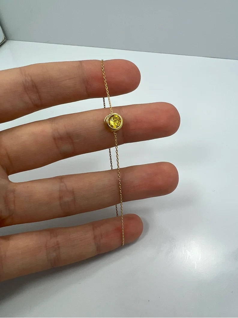 14Kt Gold Citrine Bezel Bracelet