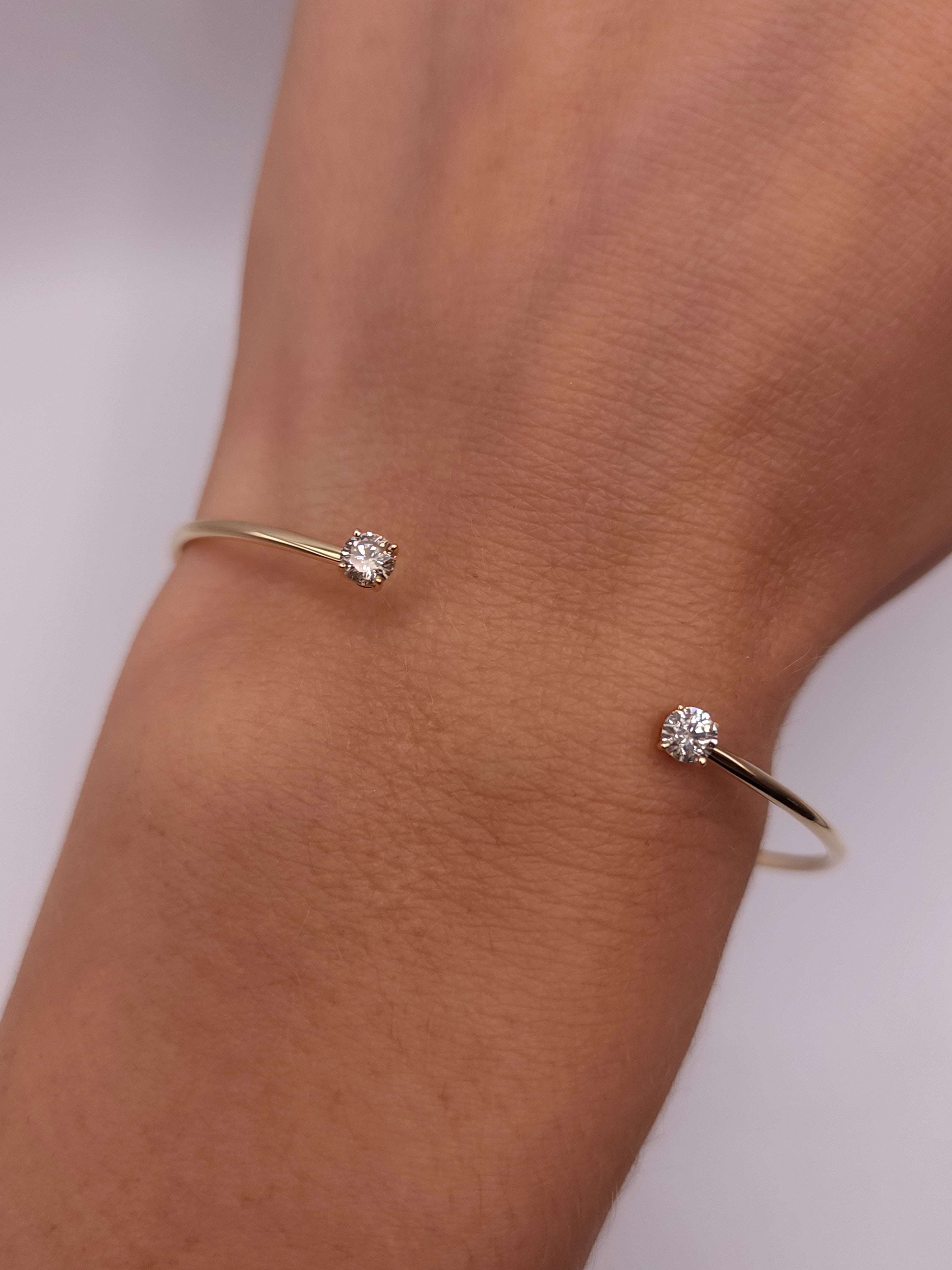 14Kt Gold 1 Ct Lab Created Diamond Bangle Bracelet