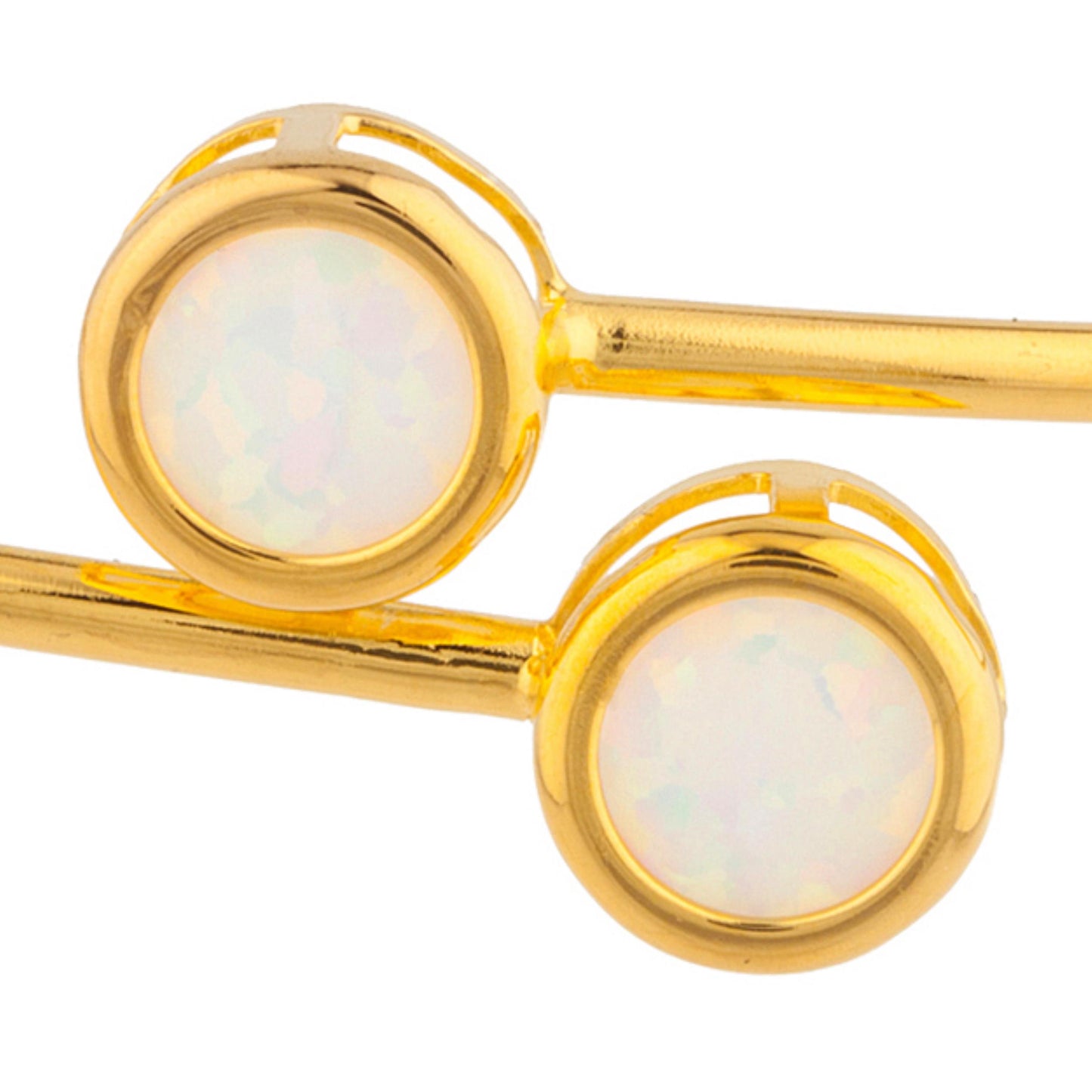 14Kt Yellow Gold Plated Opal Round Bezel Bangle Bracelet