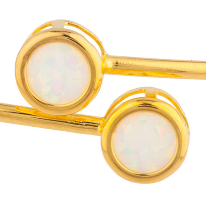 14Kt Yellow Gold Plated Opal Round Bezel Bangle Bracelet