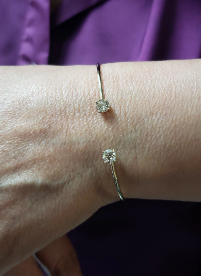 14Kt Gold 1 Ct Lab Created Diamond Bangle Bracelet