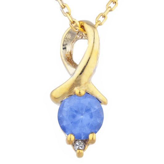 14Kt Yellow Gold Plated Tanzanite & Diamond Round Design Pendant