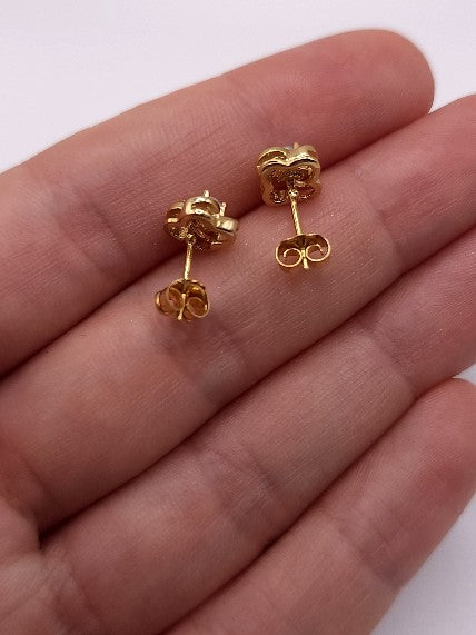 14Kt Gold Pink Opal Love Knot Stud Earrings