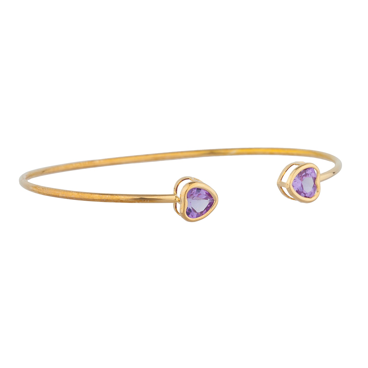 14Kt Gold Alexandrite Heart Bezel Bangle Bracelet