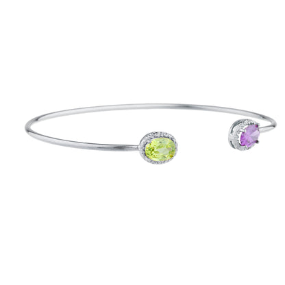 14Kt Gold Alexandrite & Peridot Diamond Oval Bangle Bracelet