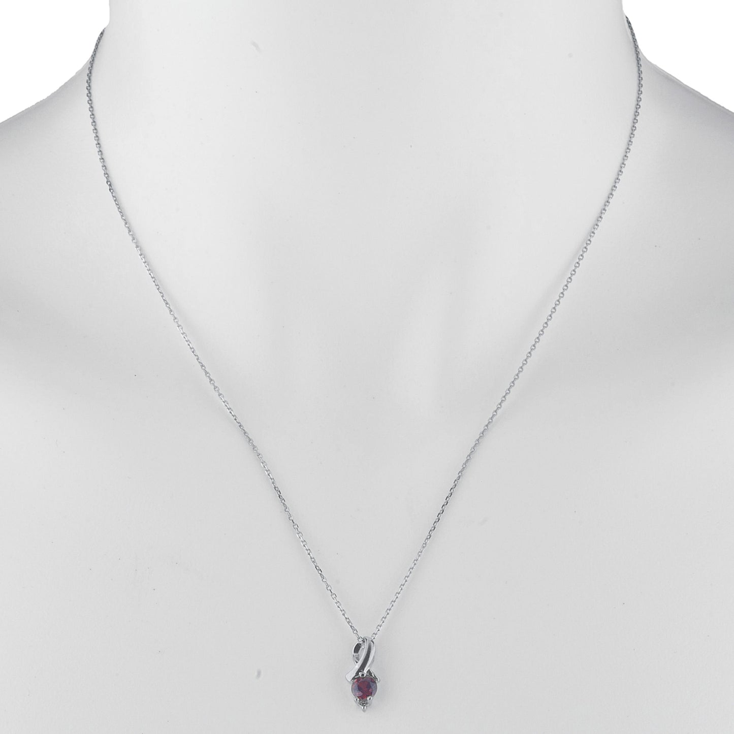 0.50 Ct Garnet & Diamond Round Design Pendant .925 Sterling Silver