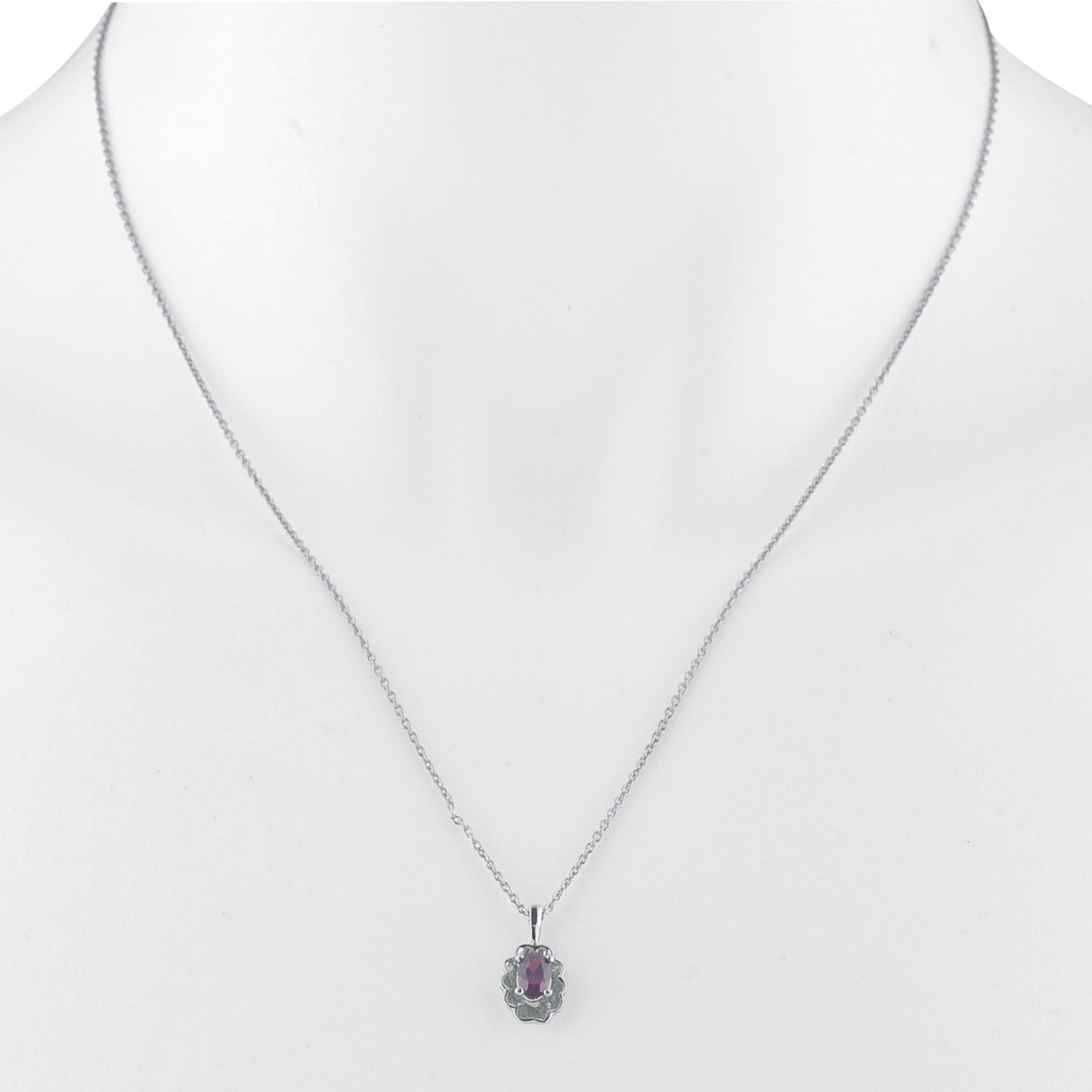 0.50 Ct Garnet Oval Design Pendant .925 Sterling Silver