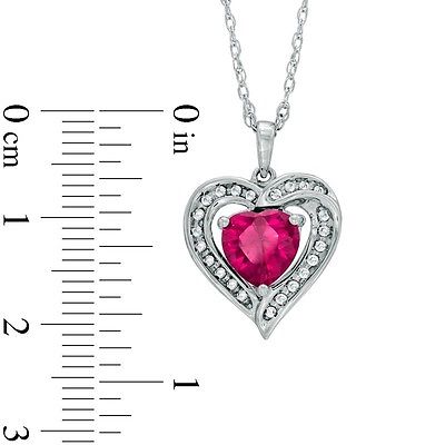 2.5 Carat Ruby & White Sapphire Heart Stud Earrings and Pendant .925 Sterling...