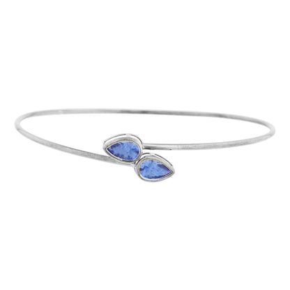 14Kt Gold Tanzanite Pear Bezel Bangle Bracelet