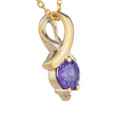 14Kt Yellow Gold Plated Alexandrite & Diamond Round Design Pendant