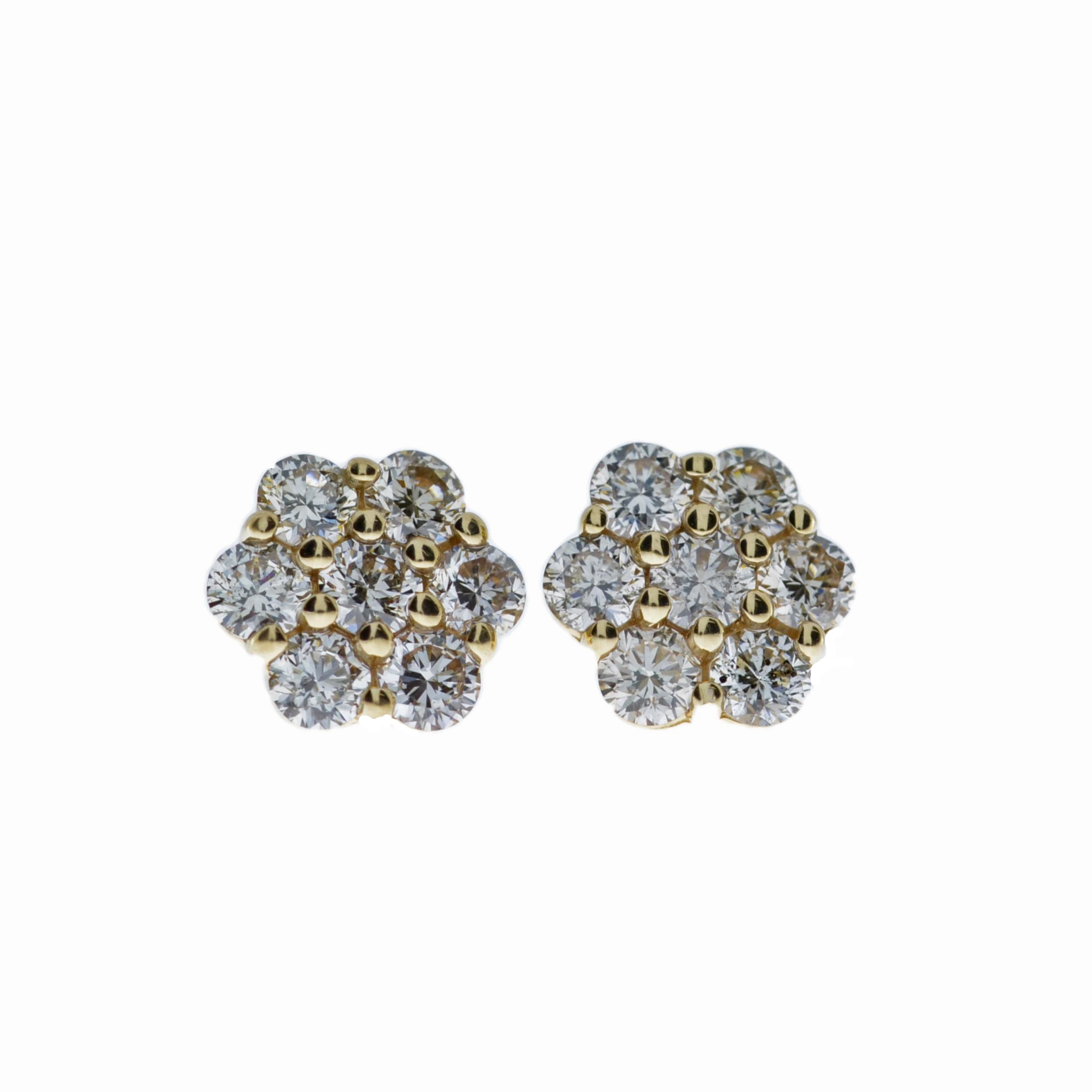 14Kt Gold 0.42 Ct Diamond Cluster Stud Earrings